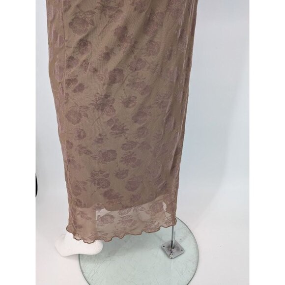 No Boundaries Maxi Slip Mesh Dress Size M Floral Velvet Y2K Babydoll Fairycore - Picture 9 of 9
